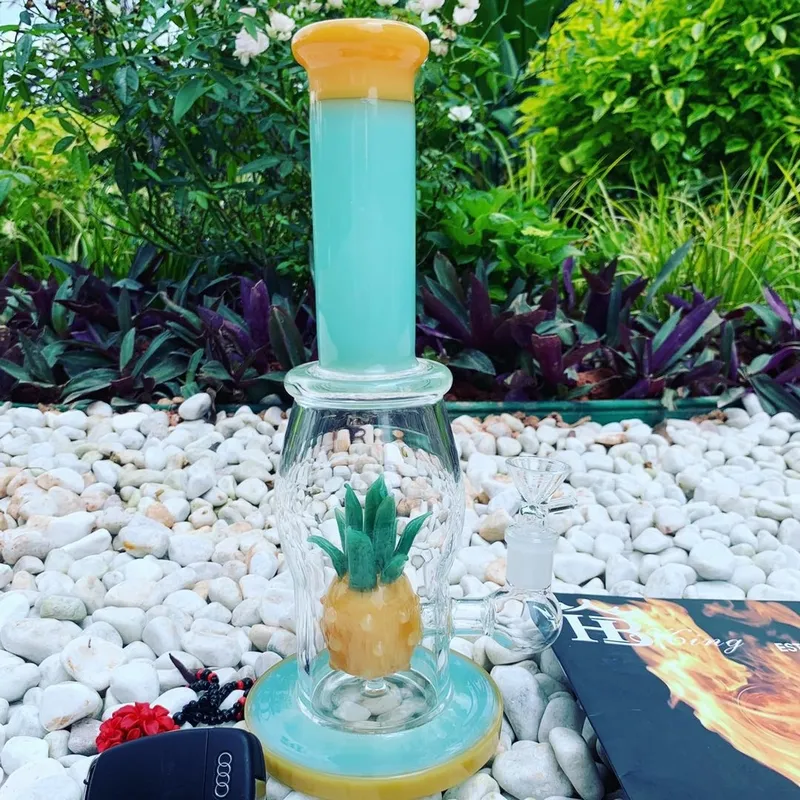 Bong en verre Pipe à eau Dab Rig Heady plate-forme pétrolière en verre vente chaude barboteur d'ananas avec bol de 14mm