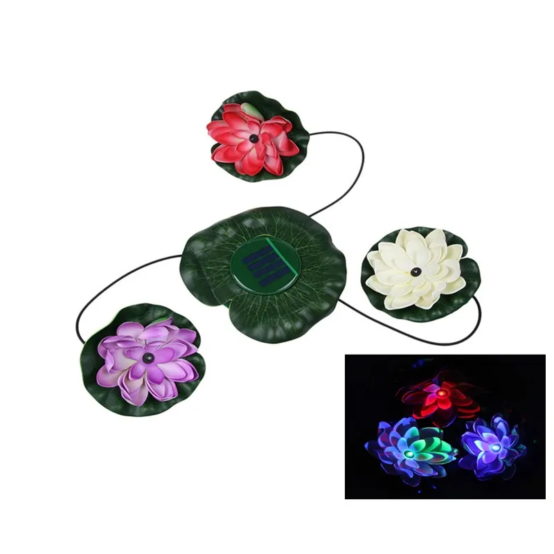 Practical Garden Pool Floating Lotus Flower Light Night Flower Lamp for Pond Fountain Decoration Solar Lamps