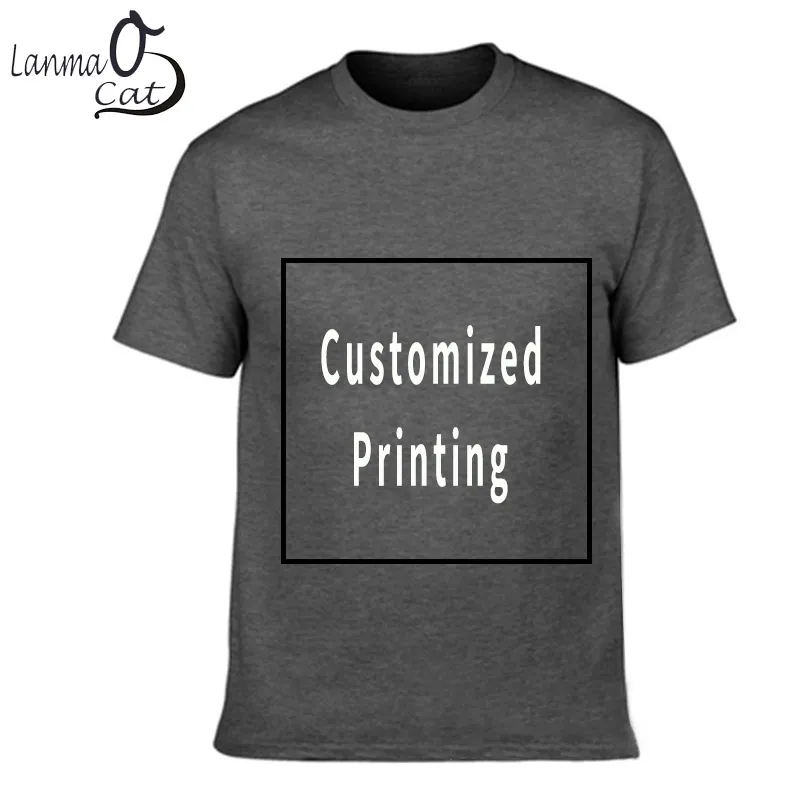 Lanmaocat Men Cotton T Shirt Custom Text Personalized T-shirts Custom Print Logo Men Shirts Sleeve Logo Printed Free Shipping Y19060601