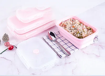 Ny design Creative Foldbar Silica Gel Lunch Box Isolering ThreePiece Set Bento Boxes Student Sealed Crisper Kitchen Tools2538