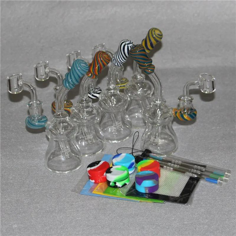 mini tuberías de agua bongs de vidrio pipas de agua plataformas para fumar 6.3 "burbujeador bong con brazaletes de cuarzo