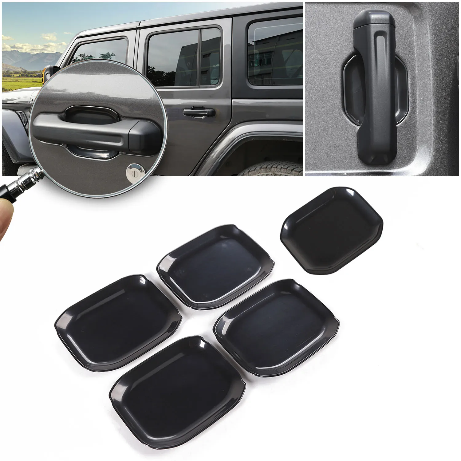 ABS Car Outer Door Bowl Decorazione Nero 4 porte per Jeep Wrangler JL 2018+ Accessori esterni auto di alta qualità