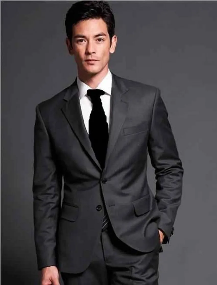 Classic Designe Dark Grey Men Wedding Dress Popular Groom Tuxedso