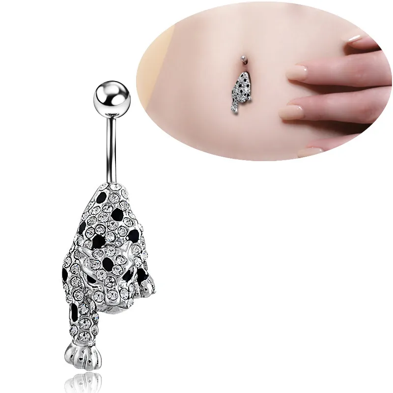 Wasit Belly Dance Animal Crystal Body Jewelry Stainless Steel Rhinestone Navel Bell Button Piercing Dangle Rings