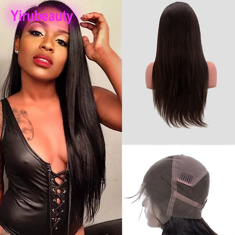 Malaysian Full Lace Wigs Raw Human Hair 10-30 Inch Straight Virgin Hairs Wigs Natural Color Silky Products