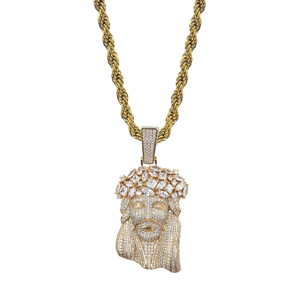 NUOYA Feiner Hip Hop Iced Out CZ Jesus Anhänger Vergolt