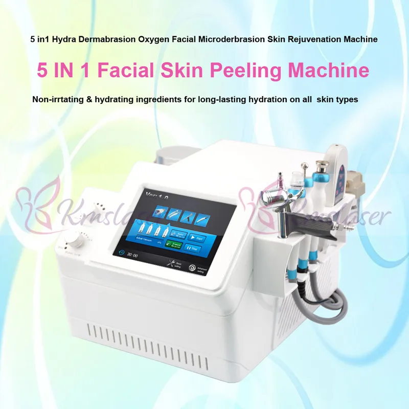 Bärbar mutifuktion 5in1 Hydro Dermabrasion Bio Microcurrent Skin Scrubber Water Microdermabrasion Oxygen Spray Gun Facial Skin Cleansing