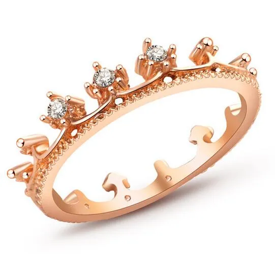 Autentyczne Białe Gold Color My Princess Queen Crown Pierścień Design Obrączki Dla Kobiet Biżuteria NZ290