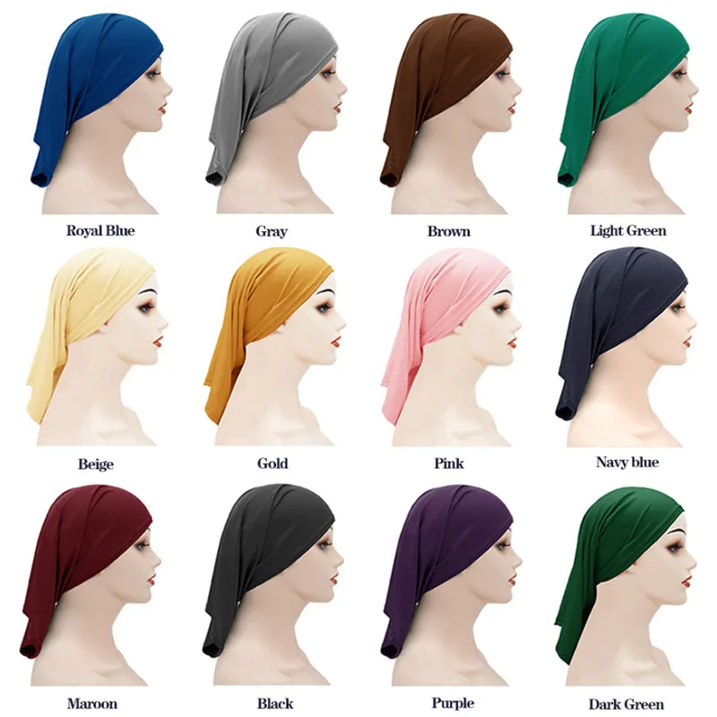 Effen kleur vrouwen meisje hoofddoek caps bandana beanie tulband hoofd wrap band hat lady bonnet mode-accessoires