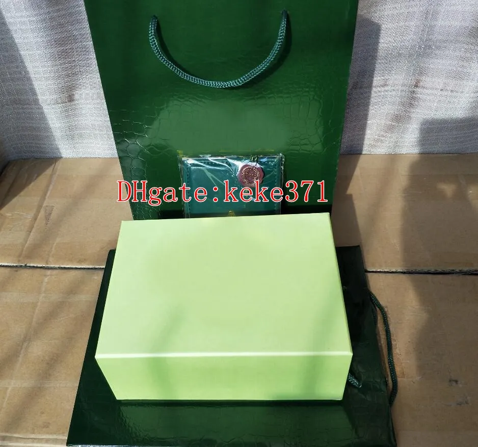 Toppsäljande gröna originalboxa pappers kortväska lådor handväska för ostron evig havsbor 116610 116660 126710 126660 116520 190L
