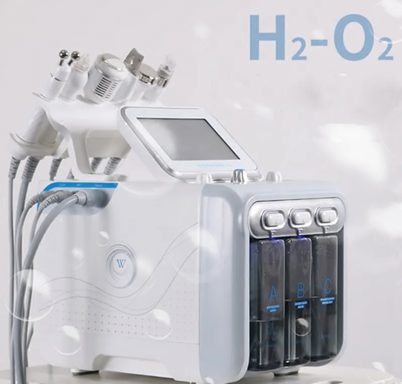 Multifonctionnel 6 en 1 H2 O2 Hydra Machine faciale Dermabrasion Hydro Microdermabrasion Peeling Vide Nettoyage de la peau Eau Aqua Oxygène Spray