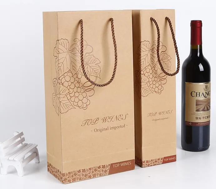 Save Big on Bulk Paper Wine Bag Champagne Gift Bag Elegant Red Paper Wine  Bag, Single Bottle Carrier With Handles, Wine Protector Bag For Special
