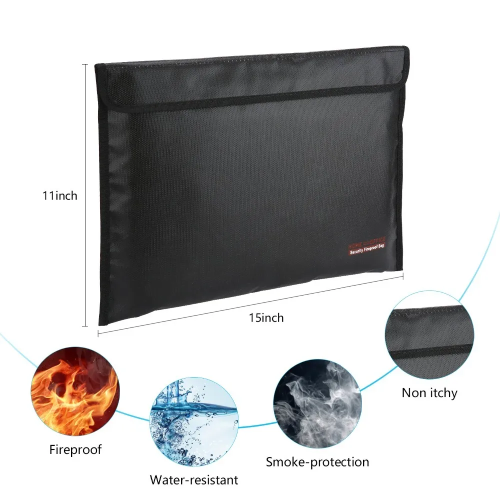 Bolso bolsa de dinero de documentos a prueba de fuego impermeable seguro efectivo Bolsa Porta Pasaporte X3X8 