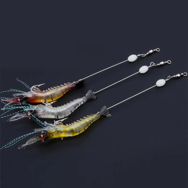 90mm 7G zachte simulatie garnalen garnalen vissen drijvende vormige lokken haak aas bionische kunstmatige garnalen kunstaas met haak
