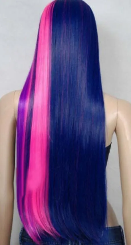 WIG Cosplay Lolita Blue and pink Friendship is Magic DNA Wigs AE140