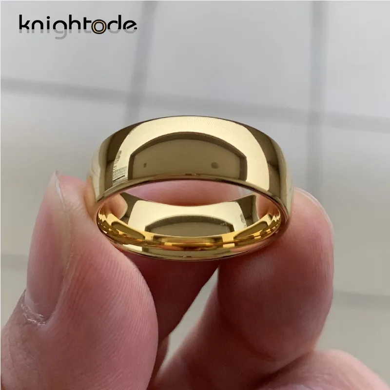 Anello nuziale classico color oro Anelli in carburo di tungsteno Donna Uomo Anello di fidanzamento Regalo Gioielli Cupola Fascia lucida Incisione gratuita