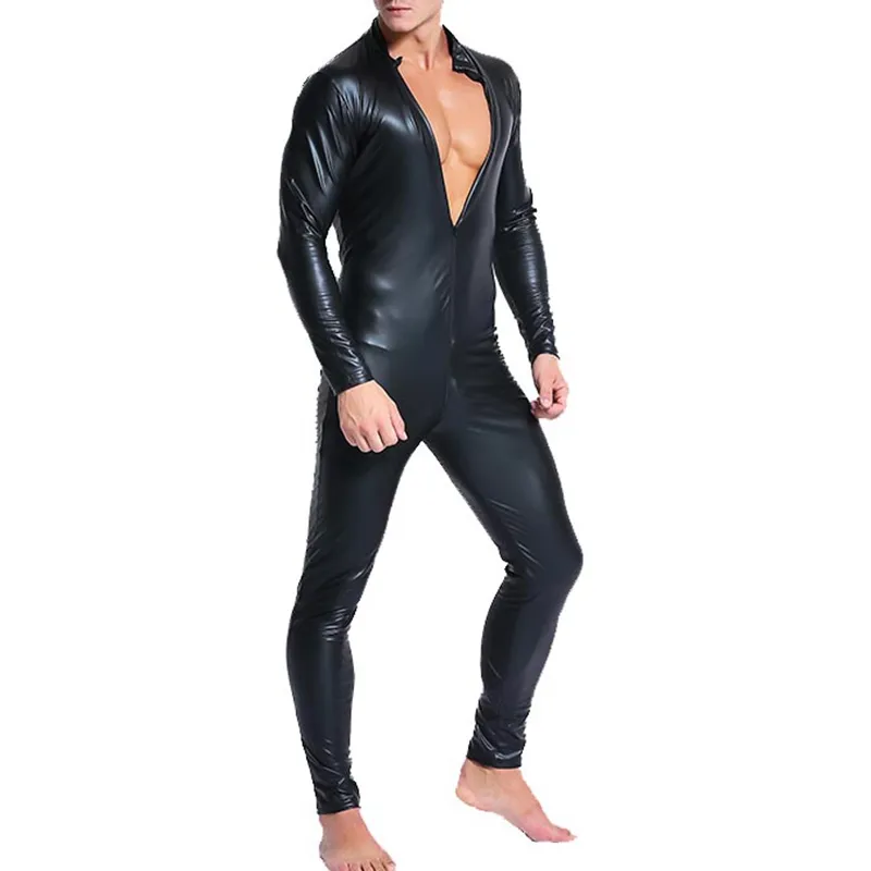 Exotic Apparel Men Women Sexy Clothes Catsuit Lingerie Wetlook Shiny PU Leather Bodysuit Clubwear Jumpsuit Plus Size S-6XL1236d