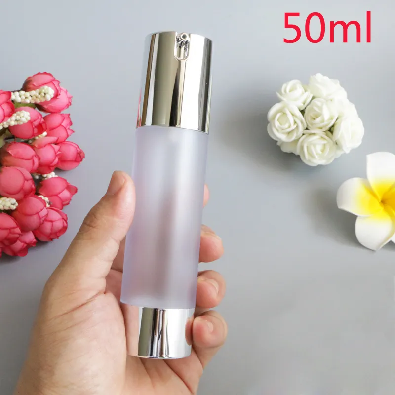 30ml 50ml Empty Airless Pump Dispenser Bottle Refillable Lotion Cream Containers Easy to Carry Frost Bottles for Travel 100pcs