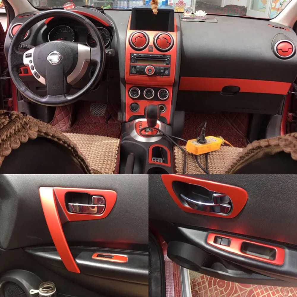 Para Handle Nissan Qashqai 2006-2015 J10 Interior Porta Painel de Controle Central fibra de carbono adesivos decalques do carro styling Acessó