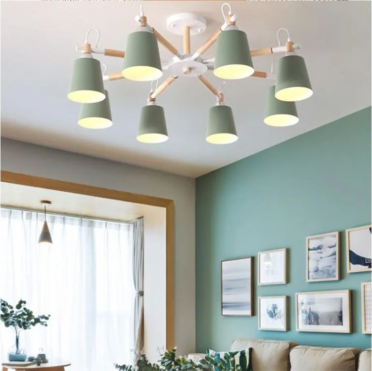 Lámparas Colgantes Nórdicas Lámparas De Madera Maciza E27 Montadas En