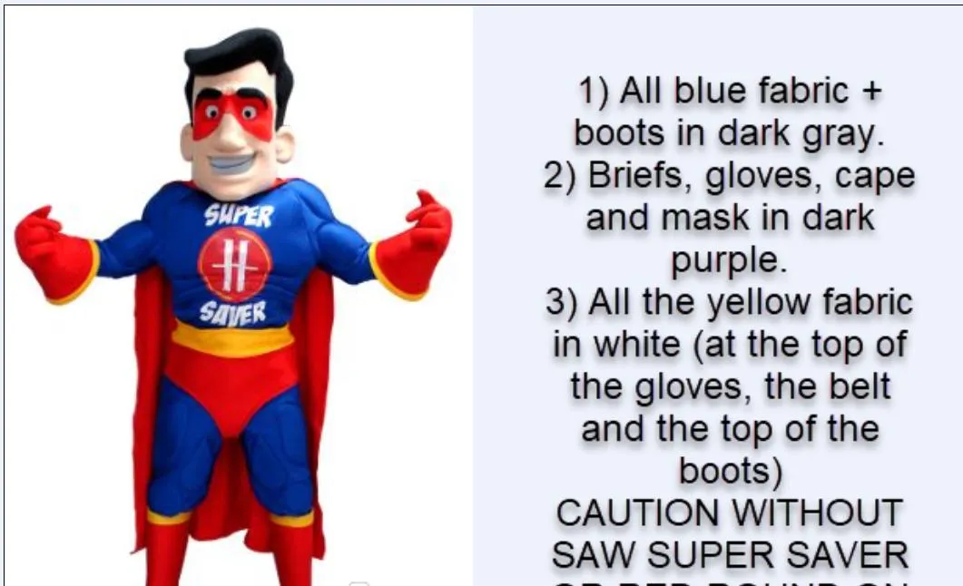 Costume Della Mascotte Di Superman Personalizzato Formato Adulto