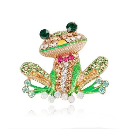 Hot Koop Persoonlijkheid Cartoon Frog Crystal Emaille Pins Broche Voor Vrouwen Verjaardagscadeau Party Sieraden