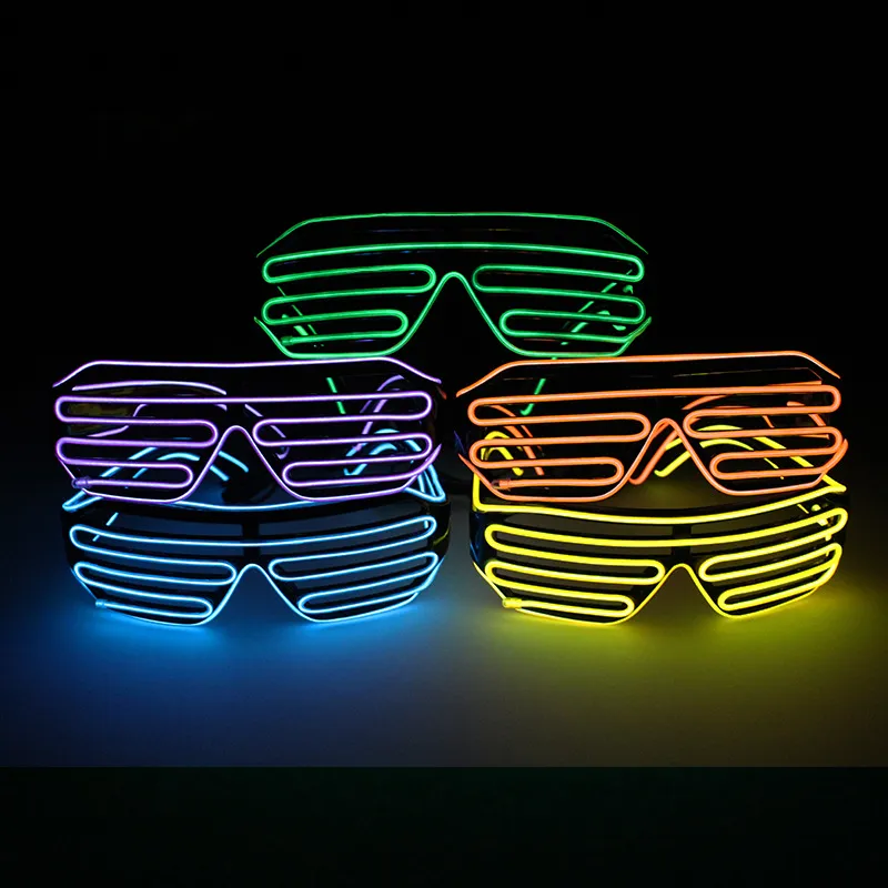 Party EL Wire LED Occhiali Fashion Flash Occhiali da sole luminosi Illumina gli occhiali Rave Costume Eyewear Decorazioni per feste di compleanno TTA1649