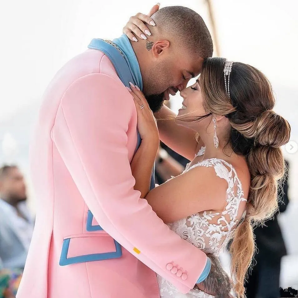 Blue and pink clearance tux