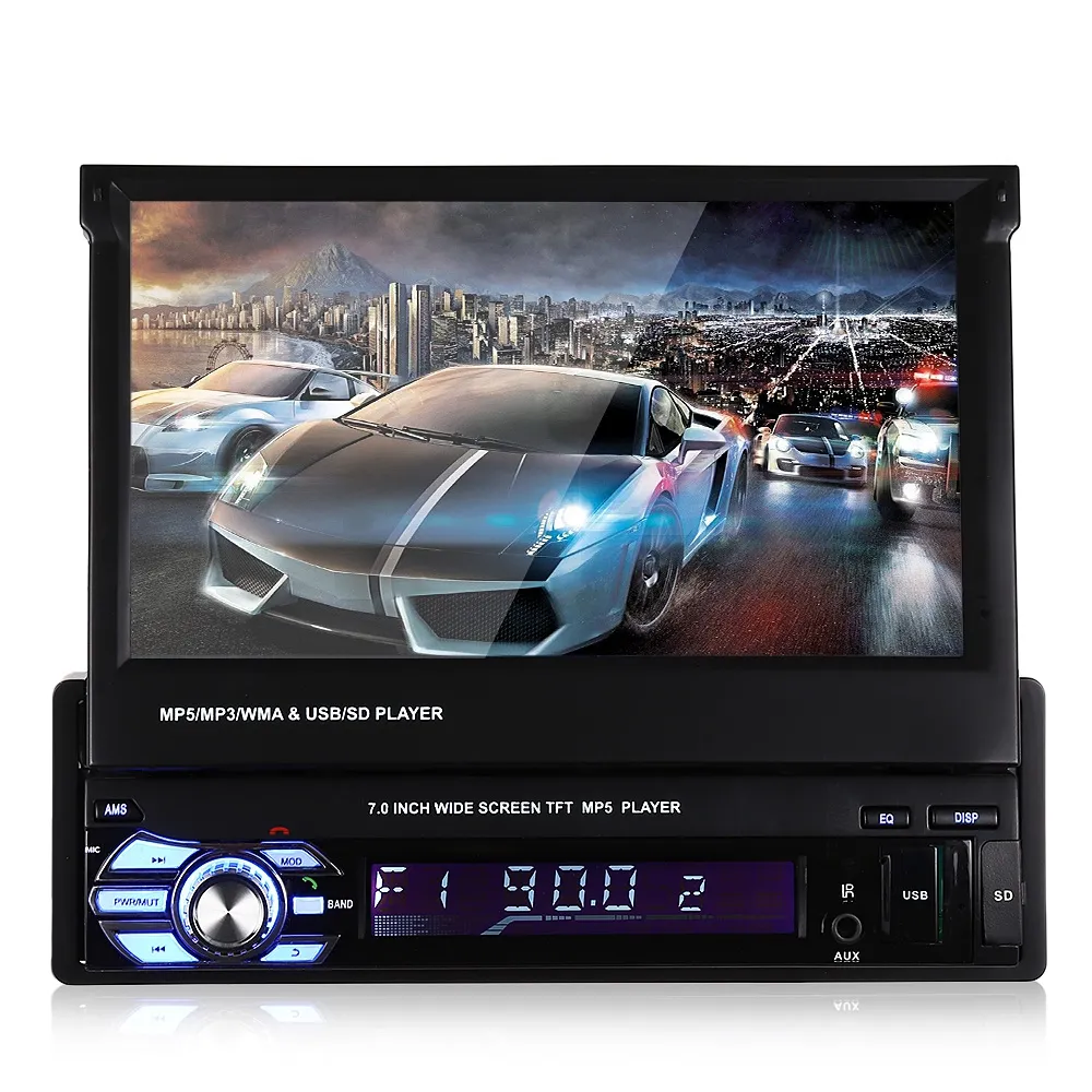 Lettore multimediale per auto MP5 con schermo LCD TFT da 7,0 pollici universale 9601 con dvd per auto radio FM Bluetooth