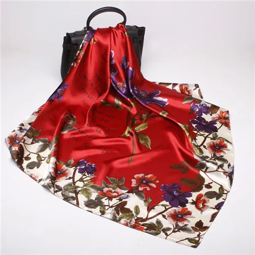 Nueva bufanda de seda satinada de verano para mujer, cuadrada de 90 cm con bufandas decorativas de moda