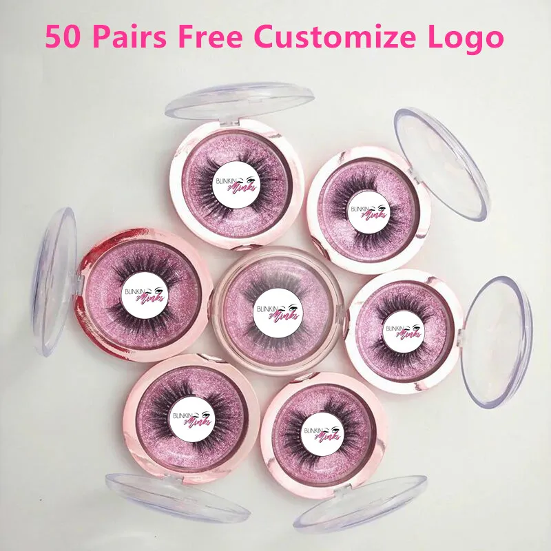 Free Put Logo 50 Pairs Wholesale 18Style Eyelashes Transparent Band False Eyelash Crisscross 3D Mink Lashes Handmade Eye Lashes