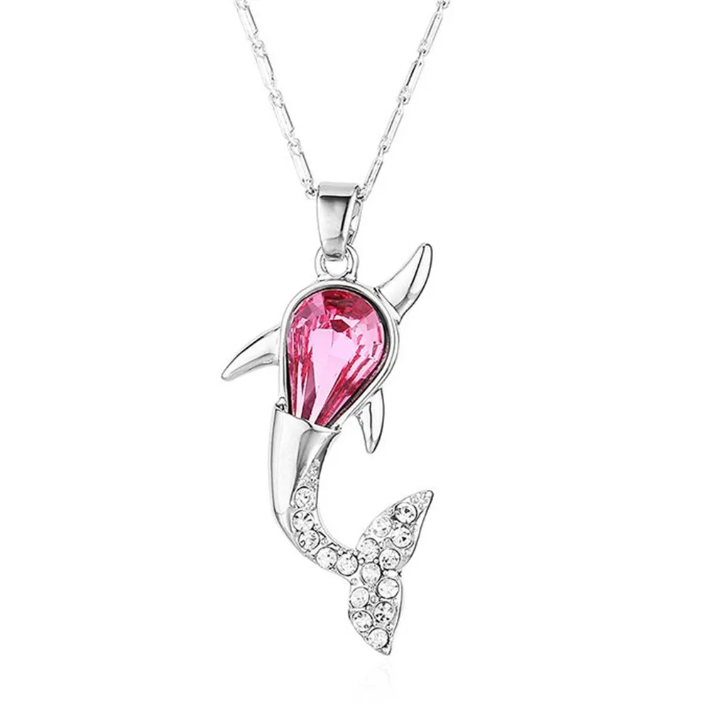 Whale Necklace Pendants Fashion Jewelry Party Gift Austrian Crystal Accessories Prevent Allergy White Gold Plated -32213