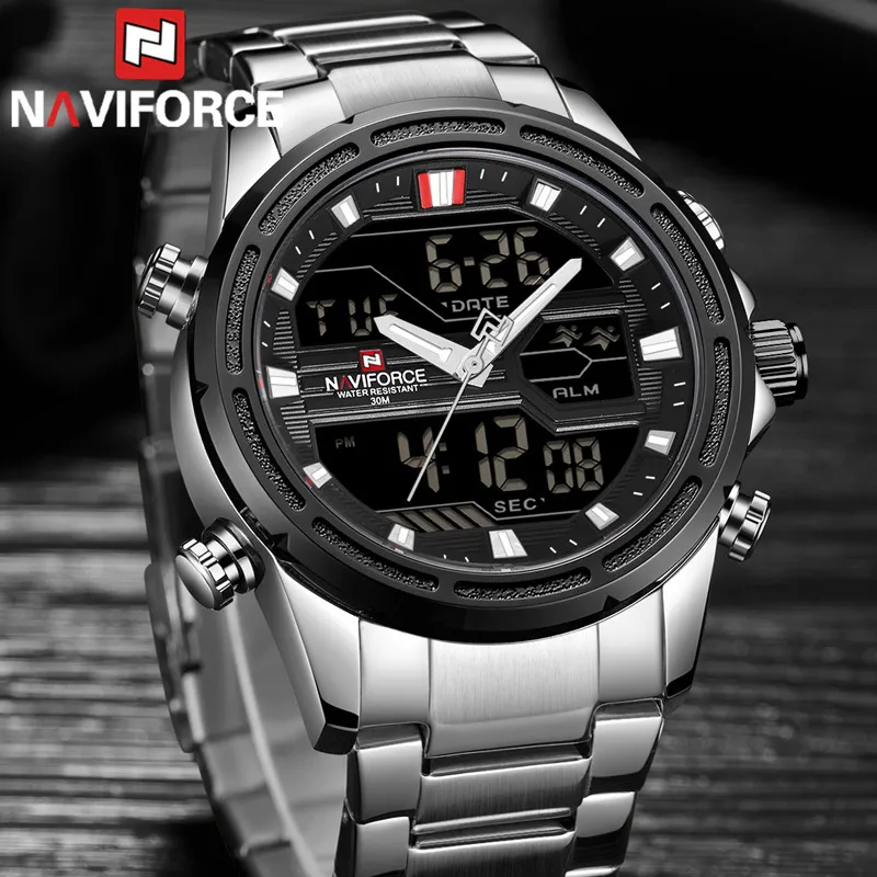 NAVIFORCE Herenhorloges Topmerk Luxe Militaire Waterdichte LED Digitale Sport herenklok Herenhorloge relogio masculino 9138 LY191226