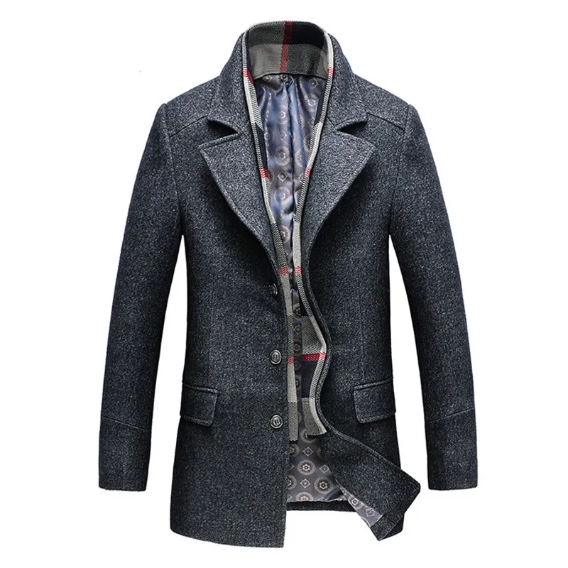 Mélange de laine pour hommes, Trench-Coat décontracté, mode Business, Long, épais, Slim, veste, vêtements masculins, grande taille, hiver