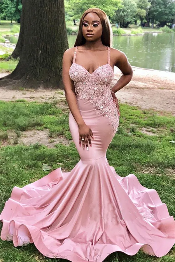 Spaghetti strap mermaid prom dress store