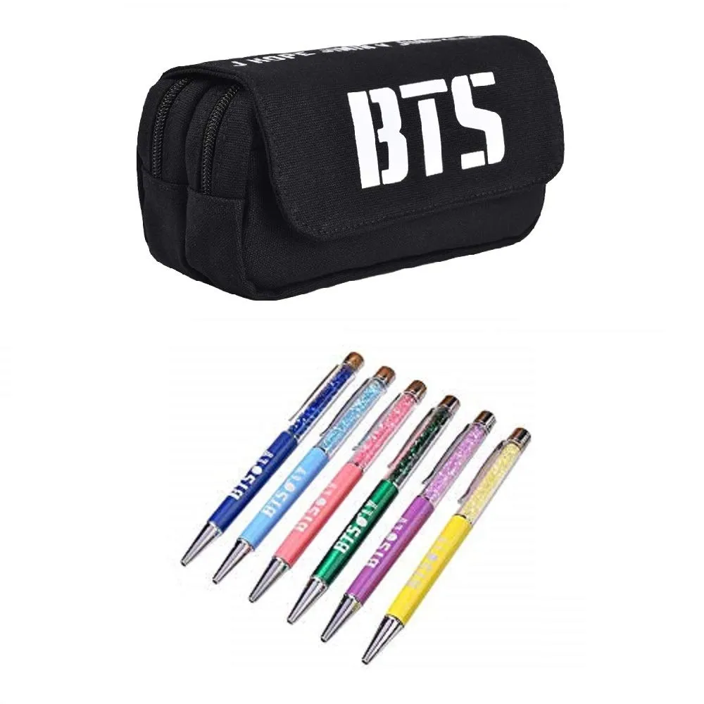 Buy Topgifties BTS Pencil Pouch For Kids BTS Print Art Canvas Pencil Box  Birthday Party Return Gift Stationary Pouch Geometry Box (Pack of 2,  Blue&Purple) Online at Best Prices in India - JioMart.