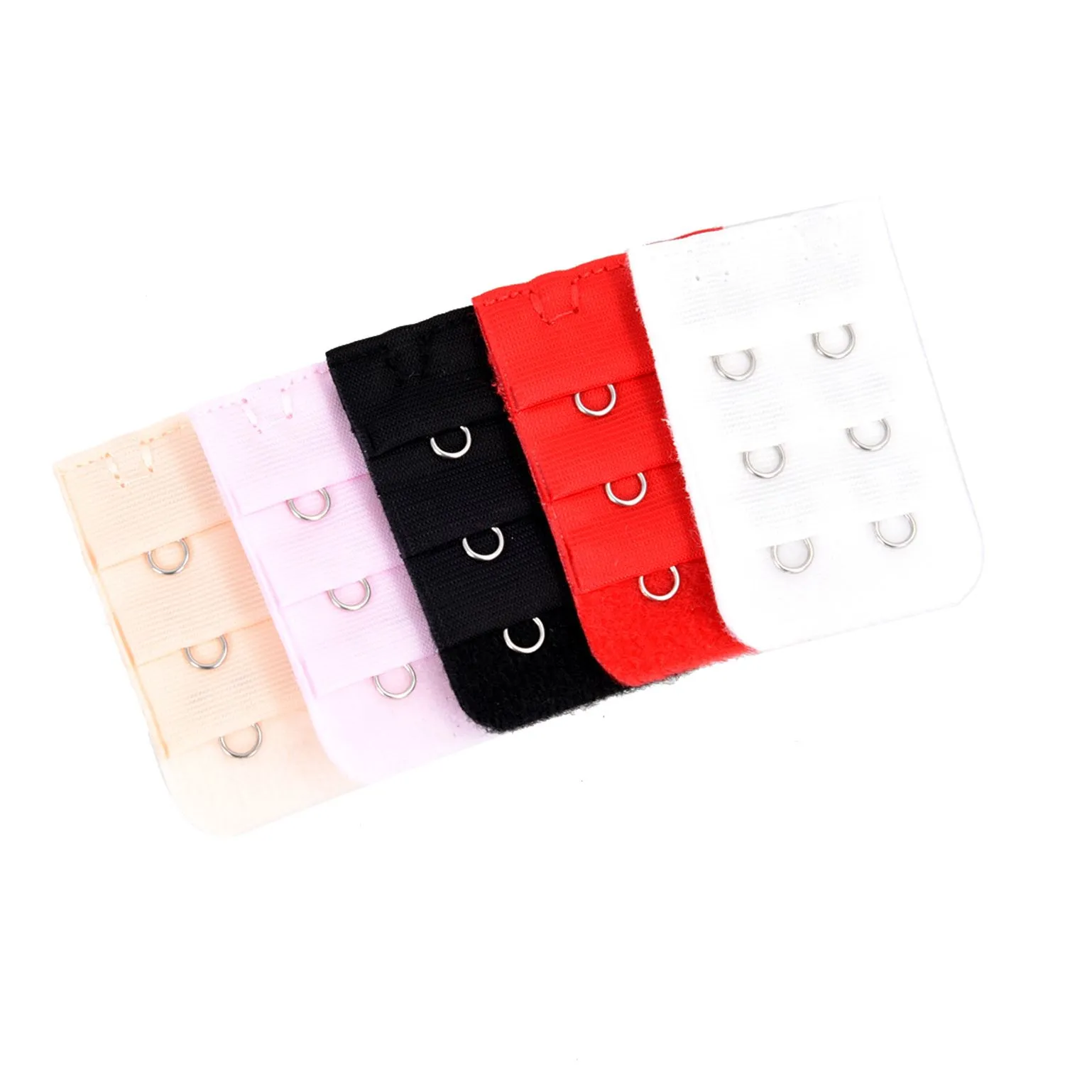 SAF- Mulher 3 x 2 gancho Bra extensores Strap Extensão rosa claro bege 5 pcs