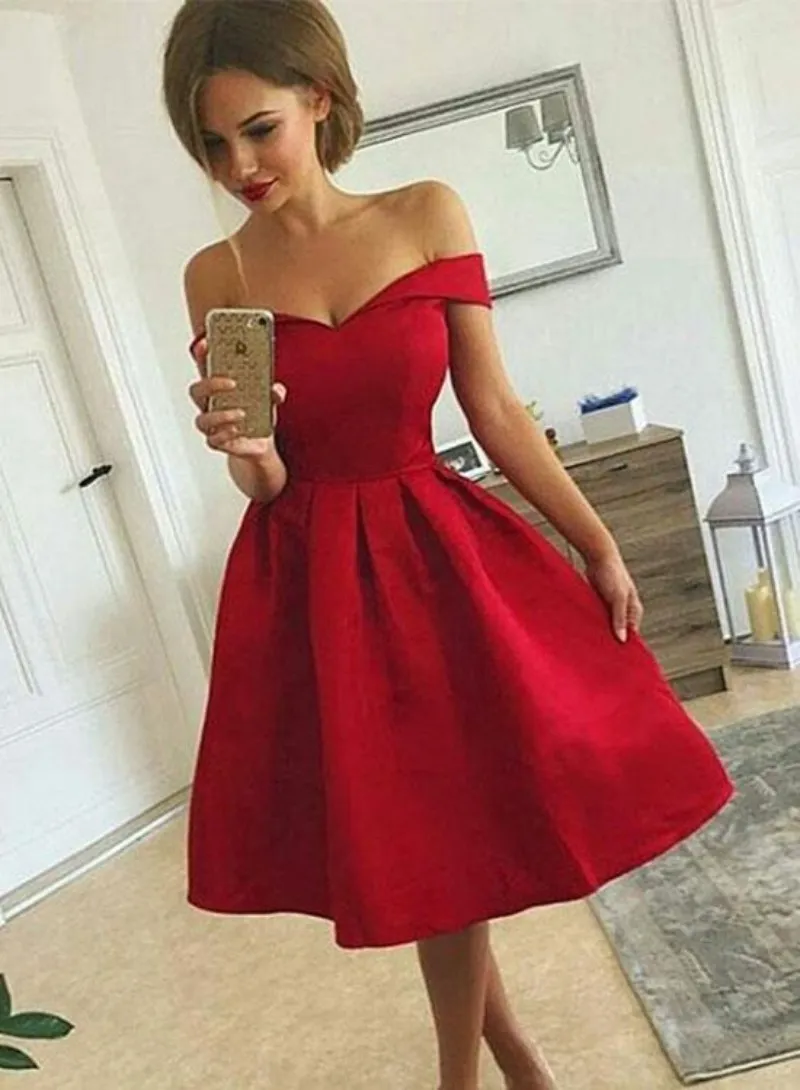 Off Shoulder Black And Red Short Red Prom Dresses Customizable High Quality Knee Length Formal Gown For 2019 Parties At An Affordable Price From Forever love u 95.48 DHgate.Com