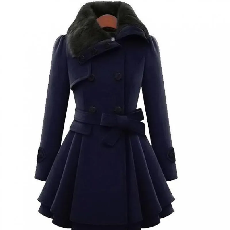 Plus Size Woolen Coat 2019 New Women Spring Autumn Slim With Belt A Line Double Breasted Meidum Long Coats Woman Wool Outerwear From 27 DHgate