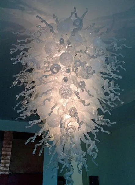Современный стеклянный потолок свет AC светодиодные лампы, 110В Рука выдувное белое стекло Люстра подвесная лампа для Фойе Гостиной