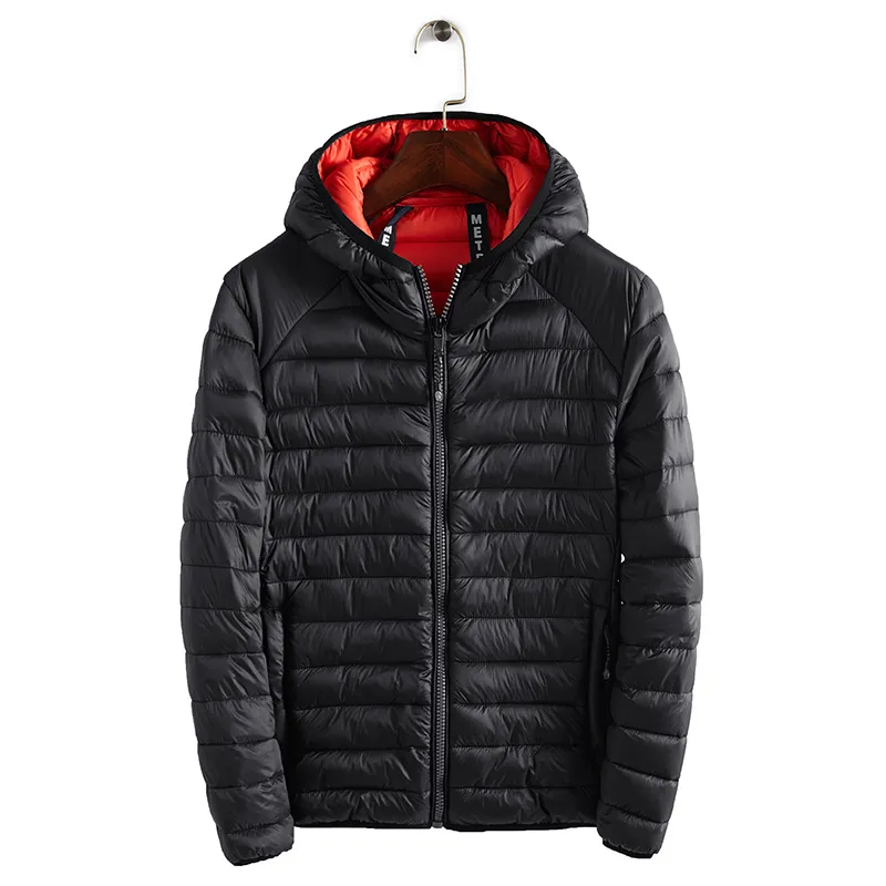 2018 Mäns Down Jacket Solid Färger Höst och Vinter Jacka Män Hooded Tjock Kläder Man Casual Zipper Coats