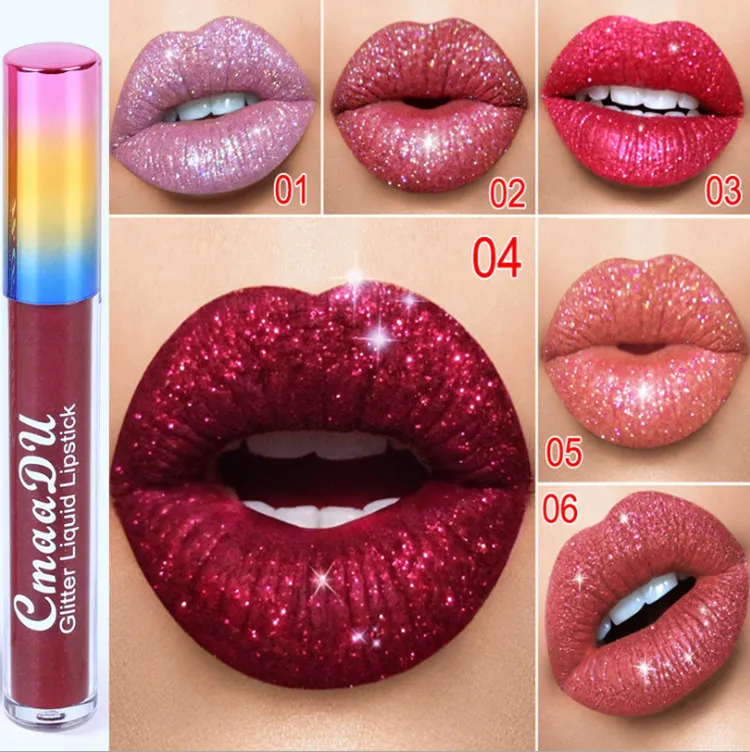 CMAADU 6 Renkler Glitter Sıvı Dudak Parlatıcısı Ruj Rouge Bir Levre Su Geçirmez Lipgloss Güzellik Maquillage Kiti