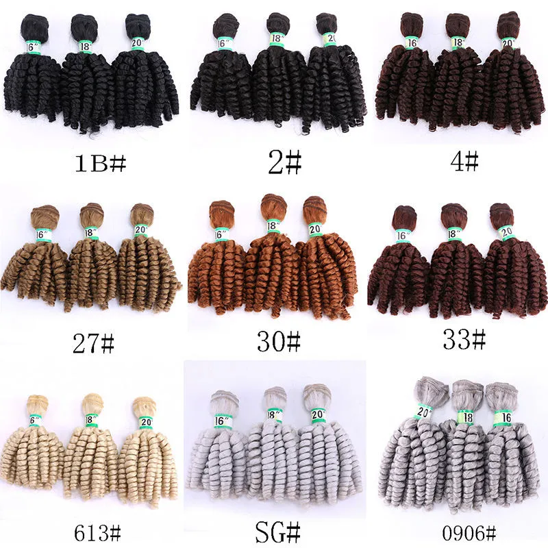 funmi curly hair weave 3 bundles Fiber 1b blonde brown color High Temperature Synthetic Hair weft bundles Hair Extension