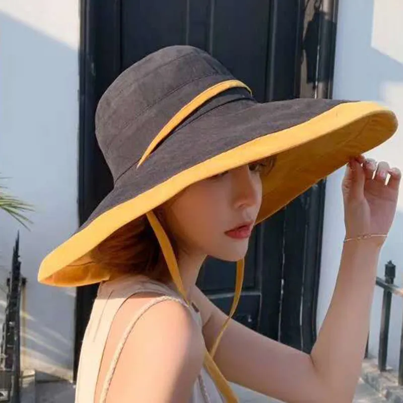 الصيف الحماية من الشمس الجديدة الشمس قناع مكافحة الأشعة فوق البنفسجية سوبر كبير قبعة الشمس الإناث ارتداء على كلا الجانبين