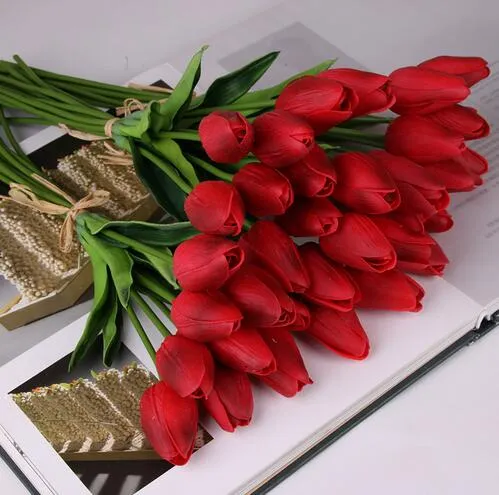 Belleza Real touch flores tulipanes de látex flor Artificial ramo de flores falsas ramo de novia decorar flores para boda GB156