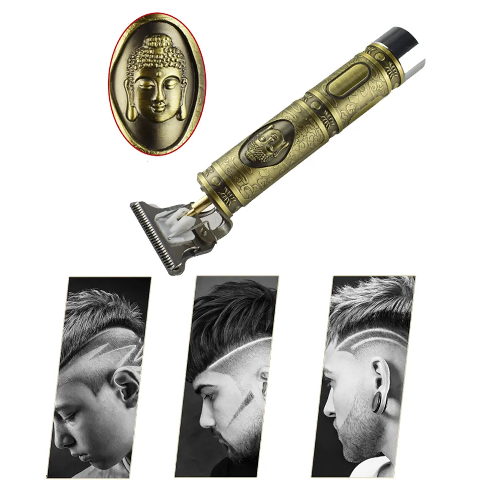 Tondeuse à cheveux numérique à coupe rapprochée Tondeuse à cheveux électrique rechargeable Gold Barbershop Sans fil 0mm T-blade Baldheaded Outliner Hommes
