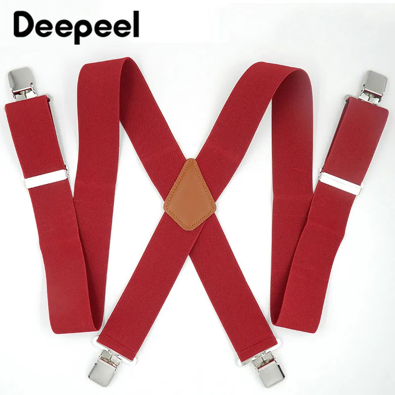 Deepeel 5 * 120 cm 4 clips mannen bretels voor zwaarlijvige mannen beugels lederen riem elastische verstelbare broek band kleding broek riem