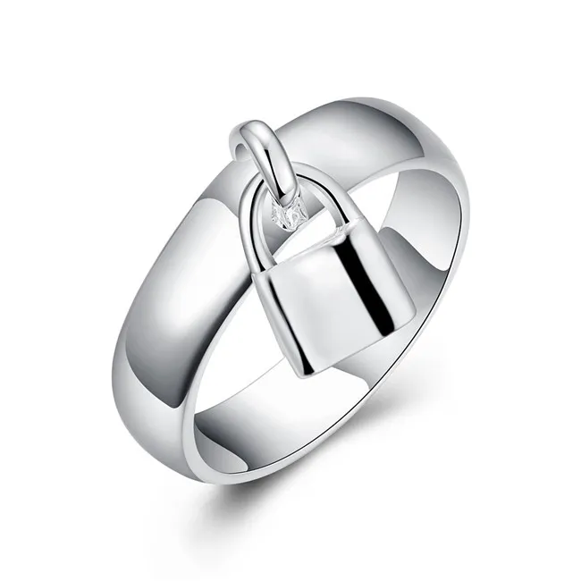 DJSR14 Plated Sterling Silver Lock Head Ring Unisex 925 Silver Plate Ring  Tightener Band With Via DHL From Dfm_jewelry, $2.42