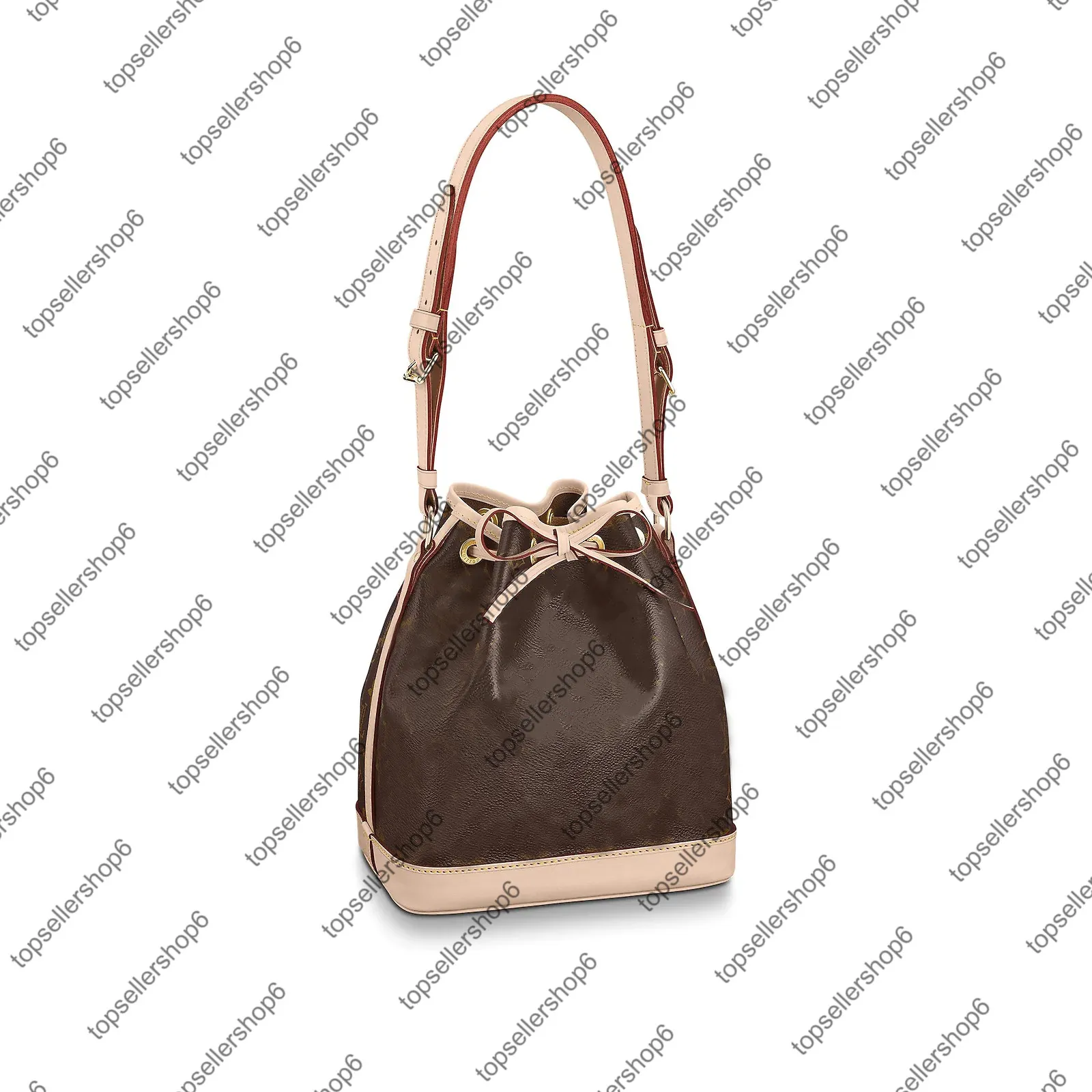 M40817 NOe BB bucket bag women canvas genuine calfskin flower check print handbag purse shoulder strap bag cross-body
