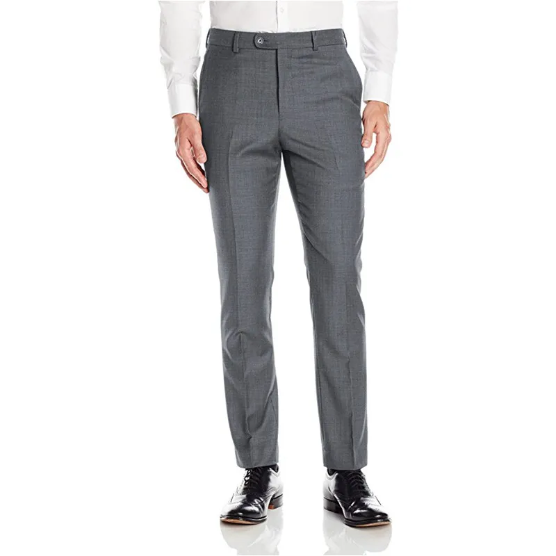 Pantalon de costume gris clair pour hommes, sur mesure, pantalon habillé, long, décontracté, coupe slim, plat, confirmation de la taille, p5122903